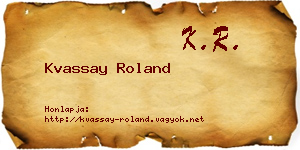 Kvassay Roland névjegykártya
